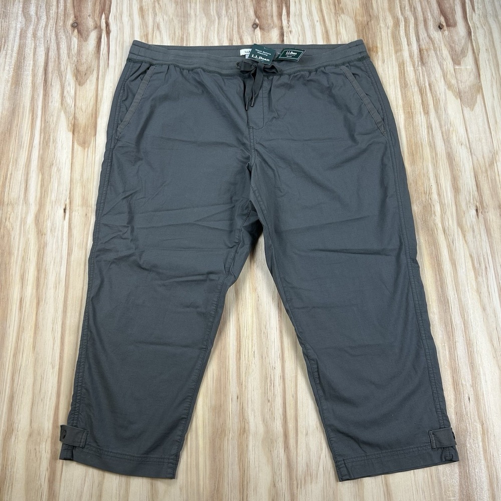 L.L.Bean NEW Women's Ripstop Pull-On Capri Pants Brown Gray XL Regular $69 Retai